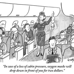 A Stewardess Is Holding Up An Oxygen Mask by Robert Leighton A Stewardess Is Holding Up An Oxygen Mask by Robert Leighton