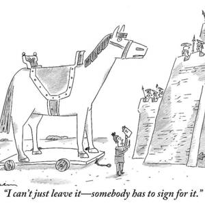 A Trojan Horse Is Delivered To A Guarded Castle by Michael Maslin