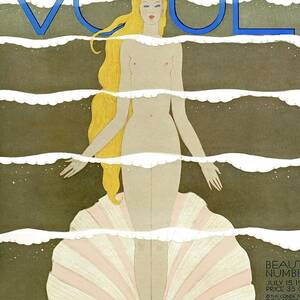 A Vintage Vogue Magazine Cover Of A Naked Woman by Georges Lepape A Vintage Vogue Magazine Cover Of A Naked Woman by Georges Lepape