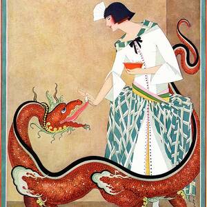 A Vogue Cover Of A Woman With A Chinese Dragon by George Wolfe Plank