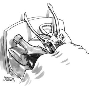 A Wine Opener And A Bottle Lay In Bed Like by Shannon Wheeler