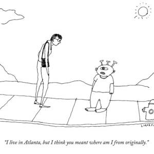 An Extraterrestrial Speaks To A Woman by Liana Finck An Extraterrestrial Speaks To A Woman by Liana Finck