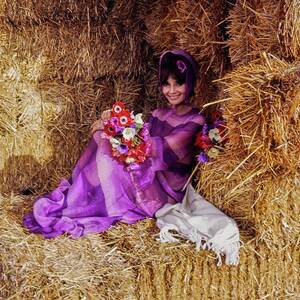 Audrey Hepburn Wearing A Purple Givenchy Dress by Henry Clarke Audrey Hepburn Wearing A Purple Givenchy Dress by Henry Clarke