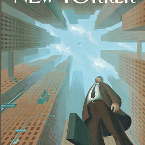 Businessman Looks Up At Tall Skyscrapers by Eric Drooker Businessman Looks Up At Tall Skyscrapers by Eric Drooker