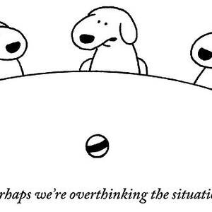 Five Dogs Sitting Around A Roundtable by Charles Barsotti