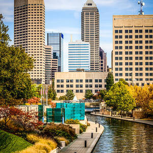 Indianapolis Skyline Picture of Canal Walk in Autumn by Paul Velgos Indianapolis Skyline Picture of Canal Walk in Autumn by Paul Velgos