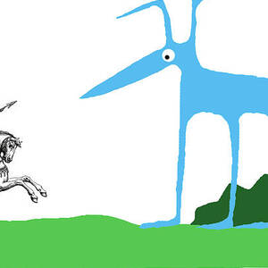 Knight With Armor And Cartoon Dog Facing Each by Charles Barsotti