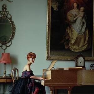 Linda Evangelista At A Piano by Arthur Elgort
