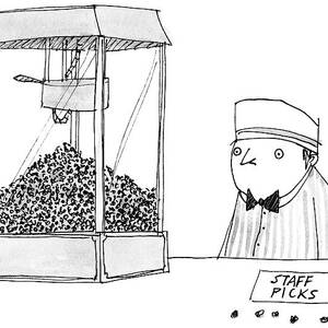 Movie Theater Attendant Selling Popcorn by Edward Steed