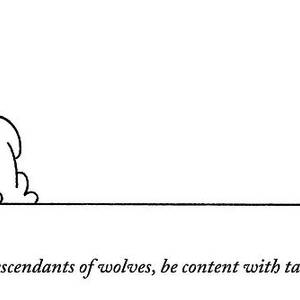 One Dog Speaks On A Podium To Several by Charles Barsotti