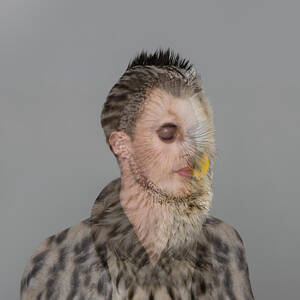 Portrait Of Young Man With Owl Overlay by Nisian Hughes Portrait Of Young Man With Owl Overlay by Nisian Hughes