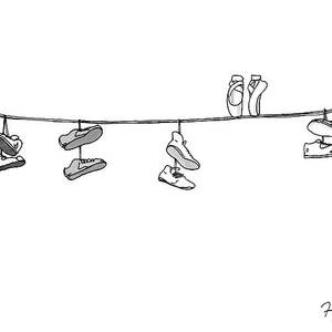 Several Pairs Of Shoes Dangle Over An Electrical by Charlie Hankin Several Pairs Of Shoes Dangle Over An Electrical by Charlie Hankin