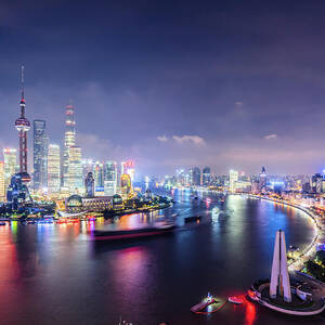 Shanghai Skyline At Night by Yongyuan Dai