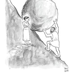 Sisyphus Pushing A Boulder Up A Hill by Paul Noth
