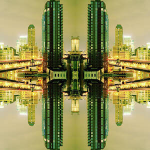 Surreal View Of Brooklyn Skyscrapers At by Silvia Otte