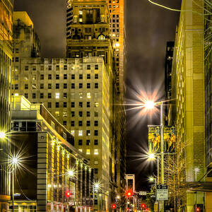 Travis and Lamar Street at Night by David Morefield