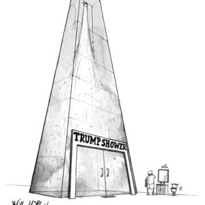 Trump Shower -- A Man's Shower Is A Huge Glass by Will McPhail