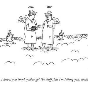 Two Angels Speak To Each Other In A Baseball by Zachary Kanin