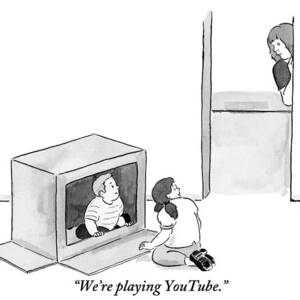 Two Kids Playing With A Cardboard Box by Emily Flake