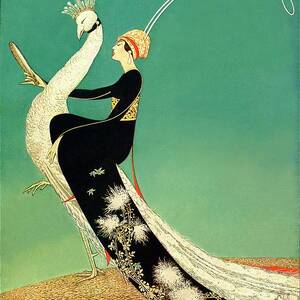 Vogue Cover Featuring A Woman Sitting On A Giant by George Wolfe Plank