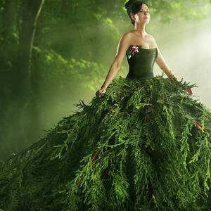 Woman Wearing A Large Green Gown In The by Paper Boat Creative Woman Wearing A Large Green Gown In The by Paper Boat Creative