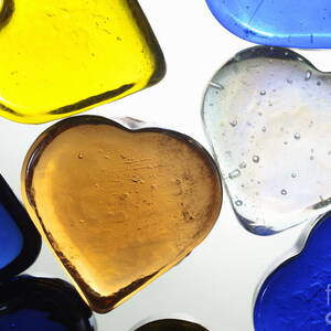 Collection of colorful glass heart shapes #1 by Sami Sarkis Photography