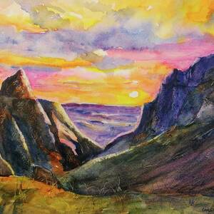 Big Bend Texas Window Trail Sunset by Carlin Blahnik CarlinArtWatercolor