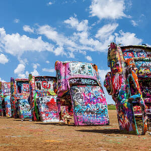 Cadillac Ranch Painted Sculpture by Kelley King