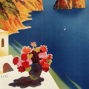Capri Island, Bay of Naples, Italy - Retro travel Poster - Vintage Poster by Studio Grafiikka