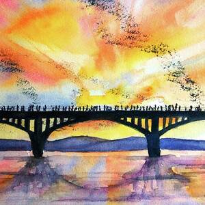 Congress Bridge Bats Austin Texas by Carlin Blahnik CarlinArtWatercolor