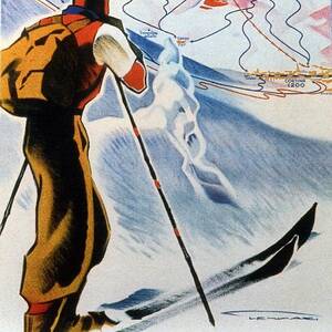Cortina Dolomiti Skiing Vintage Travel Poster by Studio Grafiikka