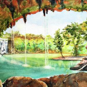 Hamilton Pool Texas by Carlin Blahnik CarlinArtWatercolor Hamilton Pool Texas by Carlin Blahnik CarlinArtWatercolor