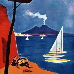 Napoli - Naples, Italy - Beach - Retro Advertising Poster - Vintage Poster by Studio Grafiikka