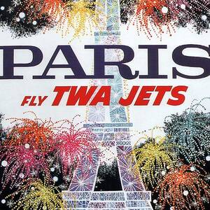 Paris - TWA Jets - Trans World Airlines - Eiffel Tower - Retro travel Poster - Vintage Poster by Studio Grafiikka