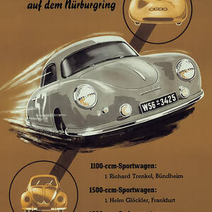 Porsche Nurburgring 1950s vintage poster by Georgia Clare Porsche Nurburgring 1950s vintage poster by Georgia Clare
