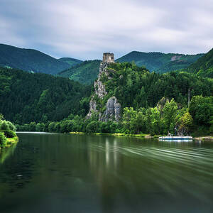 Ruins of the Strecno Castle and the Vah river in Slovakia by Miroslav Liska