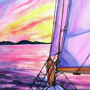 Sailboat Sunset Cruise on Schooner Surprise by Carlin Blahnik CarlinArtWatercolor
