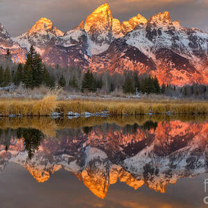 Teton Mountains Sunrise Rainbow by Adam Jewell