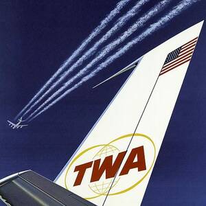 TWA Star Stream Jet - Minimalist Vintage Advertising Poster by Studio Grafiikka