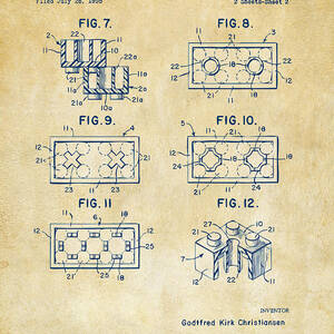 Vintage 1961 LEGO Brick Patent Art by Nikki Marie Smith