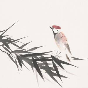 A Sparrow And Bamboo Leaves #1 by Daj