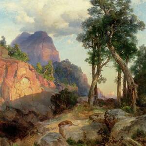 Mountain Lion In Grand Canyon by Thomas Moran