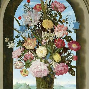Vase Of Flowers In A Window by Ambrosius Bosschaert The Elder