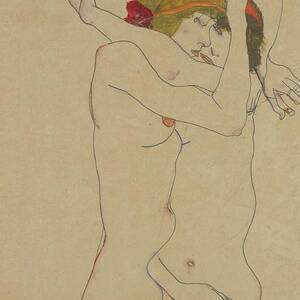 Two Women Embracing by Egon Schiele