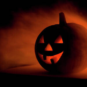 A Scary Halloween Pumpkin In Smoke by Ilonabudzbon