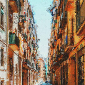 Barcelona, Streets - 16 by AM FineArtPrints
