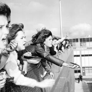 Beatles Fans Waving A Kennedy Airport by New York Daily News Archive