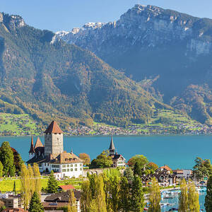 Bern, Spiez Castle And Lake Thun by Sebastian Wasek