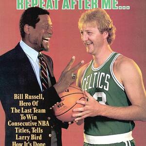 Bill Russell And Boston Celtics Larry Bird Sports Illustrated Cover by Sports Illustrated