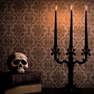 Candelabra With Spooky Halloween Skull by Quavondo